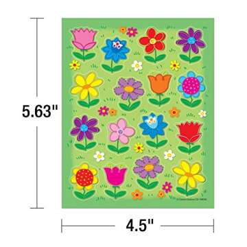 Carson Dellosa 96 Flower Stickers for Kids, 6 Sheets of Sunflowers, Tulips, Daisies, and More for Spring Crafts, Scrapbooking, Teacher Planner, Reward Chart, School Supplies, Classroom Must Haves