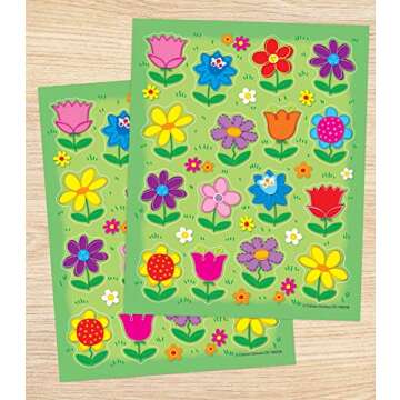 Carson Dellosa 96 Flower Stickers for Kids, 6 Sheets of Sunflowers, Tulips, Daisies, and More for Spring Crafts, Scrapbooking, Teacher Planner, Reward Chart, School Supplies, Classroom Must Haves