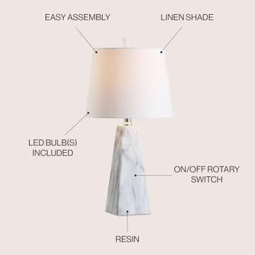 JONATHAN Y JYL1037A Owen 20.5" Resin LED Table Lamp, Contemporary, Modern, Elegant, Office, Living R...