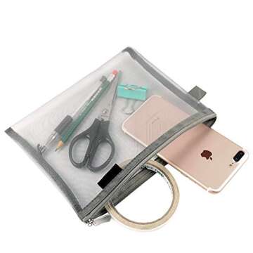 Topfinder Clear Cosmetic Bags Zip Makeup Mesh Bags Pencil Case Pouch Travel Toiletry Kit Set Storage Case ((6A+5A)*3 Grey)