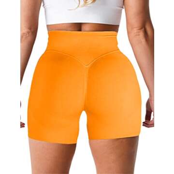 AEEZO Women's Booty Shorts High Waist Seamless Scrunch Biker Shorts Butt Lifting Workout Yoga Pants