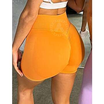 AEEZO Women's Booty Shorts High Waist Seamless Scrunch Biker Shorts Butt Lifting Workout Yoga Pants