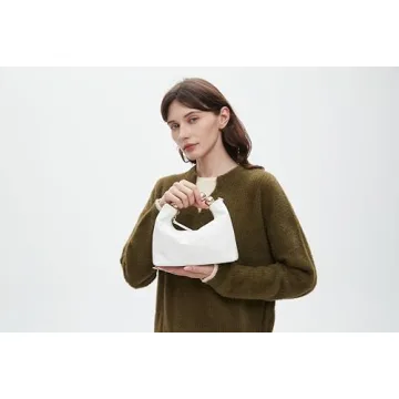 DORIS&JACKY Small Top Handle Clutch Bag Women Designer Goatskin Crossbody Purse With Pearl Handle And Detachable Metal Chain (White)