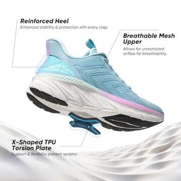 ALLSWIFIT Women's Slip On Walking Shoes Running Comfortable Tennis Breathable Non Slip Athletic Gym Workout Cross Training Fashion Sneakers,Size 7.5,Light Blue,SARR034W