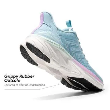 ALLSWIFIT Women's Slip On Walking Shoes Running Comfortable Tennis Breathable Non Slip Athletic Gym Workout Cross Training Fashion Sneakers,Size 7.5,Light Blue,SARR034W