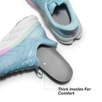 ALLSWIFIT Women's Slip On Walking Shoes Running Comfortable Tennis Breathable Non Slip Athletic Gym Workout Cross Training Fashion Sneakers,Size 7.5,Light Blue,SARR034W