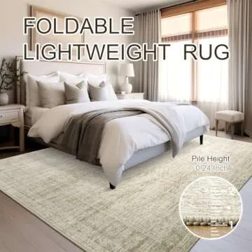 Soalmost Washable Area Rug 8x10 Soft Vintage Beige