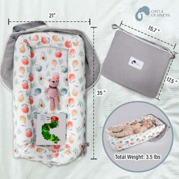 Joyful Journeys Baby Lounger Diaper Bag - Portable Baby Lounger Nest | Versatile Infant Lounger Bag & Diaper Organizer | Cozy Baby Lounger Nest for Convenience (Green Avocado)