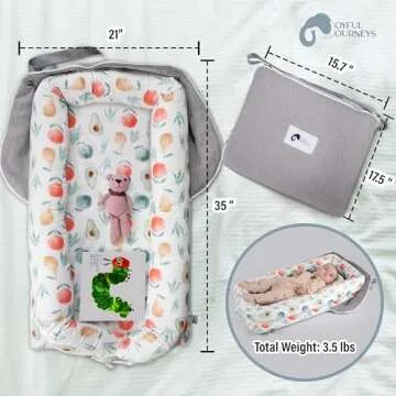 Joyful Journeys Baby Lounger Diaper Bag - Portable Baby Lounger Nest | Versatile Infant Lounger Bag & Diaper Organizer | Cozy Baby Lounger Nest for Convenience (Green Avocado)