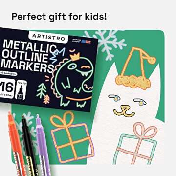 ARTISTRO Outline Markers - 16 Metallic Pens for Creativity