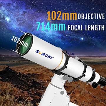 SVBONY SV503 Telescope, 102mm F7 Extra Low Dispersion Achromatic Refractor OTA, Telescope for Adults...