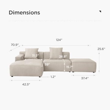 Acanva Luxury Modern Modular Sectional Sofa Set