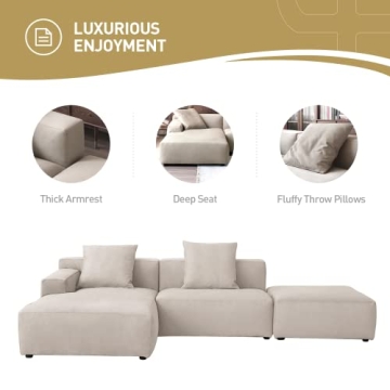 Acanva Luxury Modern Modular Sectional Sofa Set