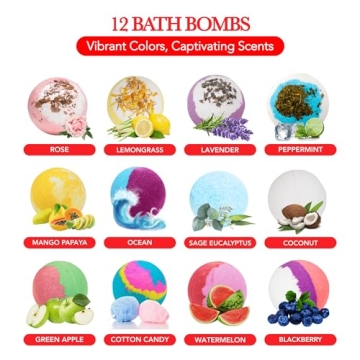12 Handcrafted Bath Bombs Gift Set for Relaxation