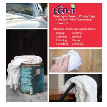 Eco-T Paint Rags - White T-Shirt Material, 100% Recycled, Eco-Friendly, High Absorbency, Low Lint, Low-Cost, Painting and Cleaning Cloth (1 Lb Bag)