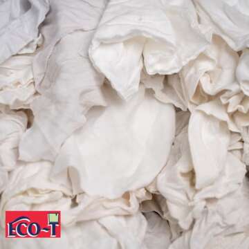 Eco-T Paint Rags - White T-Shirt Material, 100% Recycled, Eco-Friendly, High Absorbency, Low Lint, Low-Cost, Painting and Cleaning Cloth (1 Lb Bag)
