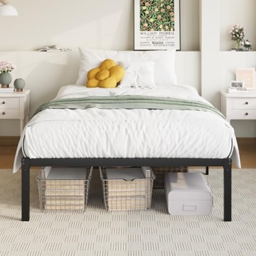 Allewie Twin Bed Frame with Storage, Metal Platform Bed