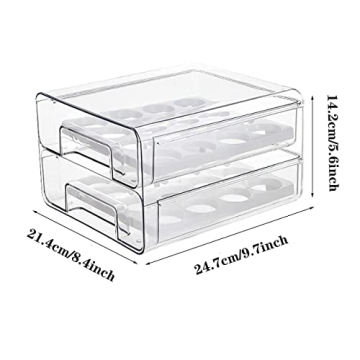 Qielie 32 Grid Egg Basket Double Layer Fridge Organizer