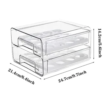 Qielie 32 Grid Egg Basket Double Layer Fridge Organizer