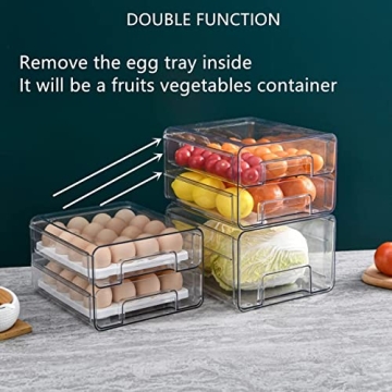 Qielie 32 Grid Egg Basket Double Layer Fridge Organizer