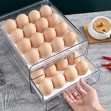 Qielie 32 Grid Egg Basket Double Layer Fridge Organizer