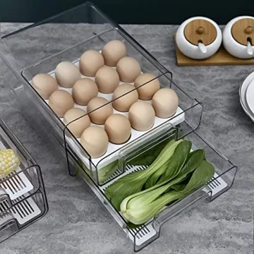 Qielie 32 Grid Egg Basket Double Layer Fridge Organizer