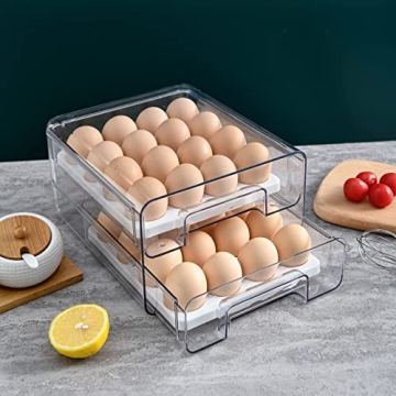 Qielie 32 Grid Egg Basket Double Layer Fridge Organizer