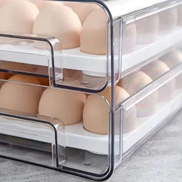 Qielie 32 Grid Egg Basket Double Layer Fridge Organizer
