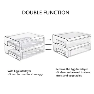 Qielie 32 Grid Egg Basket Double Layer Fridge Organizer