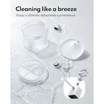 HomeRunPet Cat Water Fountain, Cordless Pet Fountain 30-Days Battery Operated, 2L/68oz Water Fountains for Cats Indoor, Cat Fountain with Quiet Wireless Pump & Easy-Clean Detachable