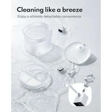 HomeRunPet Cat Water Fountain, Cordless Pet Fountain 30-Days Battery Operated, 2L/68oz Water Fountains for Cats Indoor, Cat Fountain with Quiet Wireless Pump & Easy-Clean Detachable