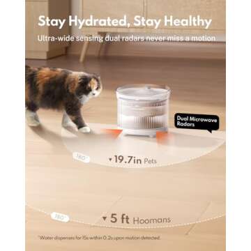 HomeRunPet Cat Water Fountain, Cordless Pet Fountain 30-Days Battery Operated, 2L/68oz Water Fountains for Cats Indoor, Cat Fountain with Quiet Wireless Pump & Easy-Clean Detachable