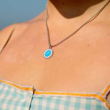 Get Back Necklaces St. Christopher Surf Necklace | Medium (Aqua White)