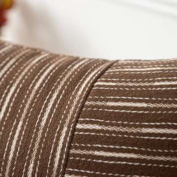 Kevin Textile Brown Beige Farmhouse Striped Pillow Covers