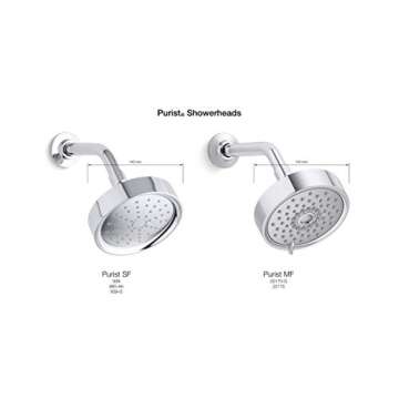 KOHLER 22170-BL Purist Three-Function SHOWERHEAD, Three Distinct Sprays with Easy-to-clean Surface & Accessible Thumb Tab, Matte Black, 2.5 GPM