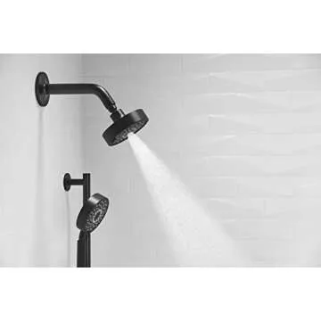 KOHLER 22170-BL Purist Three-Function SHOWERHEAD, Three Distinct Sprays with Easy-to-clean Surface & Accessible Thumb Tab, Matte Black, 2.5 GPM
