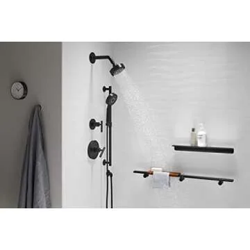 KOHLER 22170-BL Purist Three-Function SHOWERHEAD, Three Distinct Sprays with Easy-to-clean Surface & Accessible Thumb Tab, Matte Black, 2.5 GPM