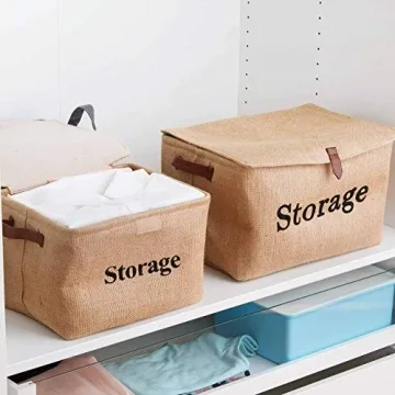 Jute Storage Baskets with Lid for Home Organization