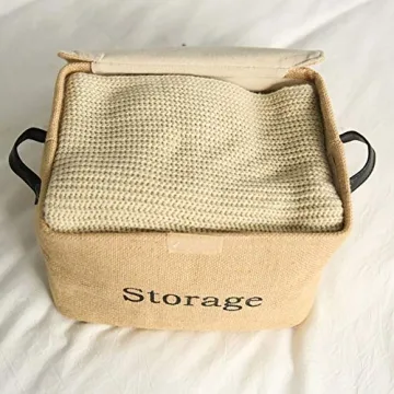 Jute Storage Baskets with Lid for Home Organization