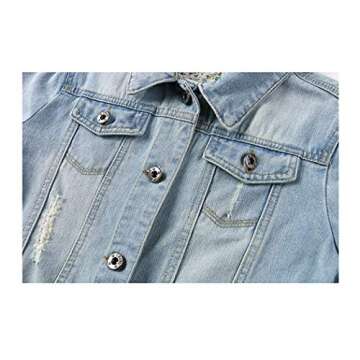 Hixiaohe Women Autumn 3/4 Sleeve Retro Short Denim Jackets Light Blue Jean Coats (Light Blue, l)