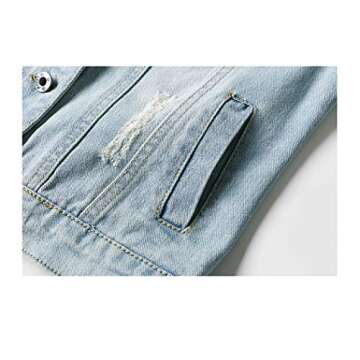 Hixiaohe Women Autumn 3/4 Sleeve Retro Short Denim Jackets Light Blue Jean Coats (Light Blue, l)