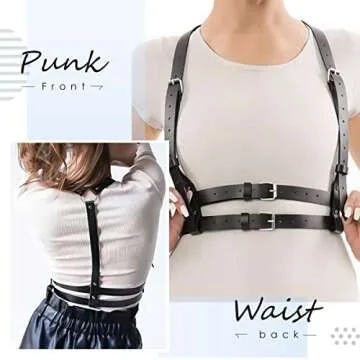 Punk Waist Leather Chain Belt Harness Strappy Adjustable Body Accessories for Women and Girl