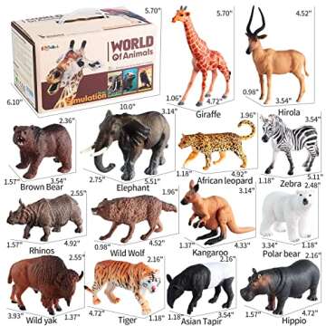 EnAuRoL 31 Pcs Safari Animals Figures including 24 Realistic Jungle Playset Toys Zoo Animals for Tod...