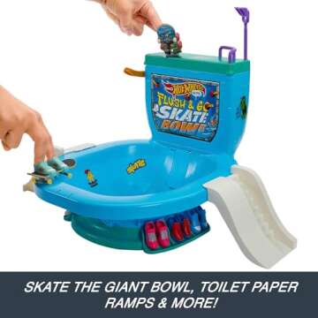 Hot Wheels Skate Fingerboard - Fun Toilet Theme Set for Kids