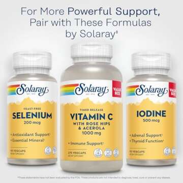 Solaray Yeast Free Selenium 200mcg, Selenium Capsules for Healthy Thyroid Function & Immune Support, High Absorption Supplement, Vegan, 90 Servings, 90 VegCaps