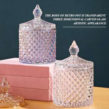 YILUSHENGHUA Colorful Glass Jar With Lid,Candy Cookie Jars,Jewelry Box,Buffet Jar Biscuit Containers Food Storage,Decorative Jar(Large-Dazzling Colors)