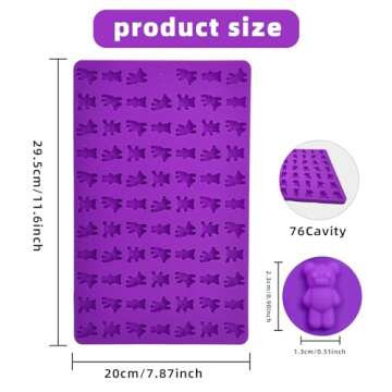 2 PCS Gummy Bear Candy Molds Silicone, 152 Cavity Bear Shape Mini Silicone Gummy Molds for Chocolate...