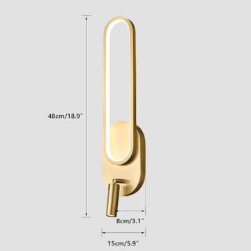 KCO Brass Gold LED Wall Light Indoor Modern LED Wall Sconce Mid Century Vintage Bathroom Vanity Ligh...