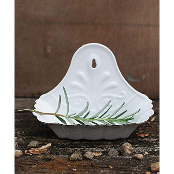 Versatile White Enameled Metal Soap Dish for Homes