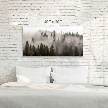 ARTISTIC PATH Foggy Forest Canvas Wall Art: Landscape Mountain Artwork Photographic Print Pictures f...